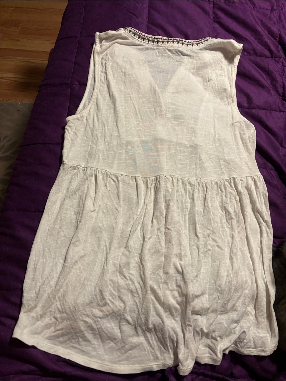 Knox Rose Cream Sleeveless Embroidered Boho Tunic with Pink & Green Accents - Picture 3 of 3